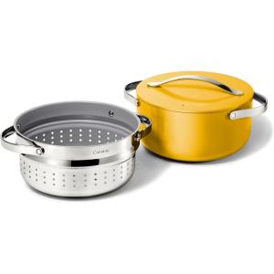 imageCaraway Nonstick Ceramic Dutch Oven Pot with Lid ampamp Steamer 65 qt 105quot  Non Toxic PTFE ampamp PFOA Free  Oven Safe ampamp Compatible with All Stovetops Gas Electric ampamp Induction  WhiteMarigold