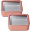 imageCaraway 2pc Glass Food Storage Set  44 Cup Food Containers 2  Ceramic Coated  Non Toxic Non Stick Lunch with Lids  Dishwasher Oven ampamp Microwave Safe  GrayPerracotta