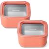 imageCaraway 2pc Glass Food Storage Set  44 Cup Food Containers 2  Ceramic Coated  Non Toxic Non Stick Lunch with Lids  Dishwasher Oven ampamp Microwave Safe  GrayPerracotta