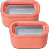 imageCaraway 2pc Glass Food Storage Set  44 Cup Food Containers 2  Ceramic Coated  Non Toxic Non Stick Lunch with Lids  Dishwasher Oven ampamp Microwave Safe  GrayPerracotta