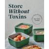 imageCaraway 2pc Glass Food Storage Set  44 Cup Food Containers 2  Ceramic Coated  Non Toxic Non Stick Lunch with Lids  Dishwasher Oven ampamp Microwave Safe  GrayPerracotta