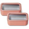 imageCaraway 2pc Glass Food Storage Set  44 Cup Food Containers 2  Ceramic Coated  Non Toxic Non Stick Lunch with Lids  Dishwasher Oven ampamp Microwave Safe  GrayPerracotta