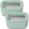 imageCaraway 2pc Glass Food Storage Set  44 Cup Food Containers 2  Ceramic Coated  Non Toxic Non Stick Lunch with Lids  Dishwasher Oven ampamp Microwave Safe  GrayMist