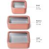 imageCaraway 3pc Glass Food Storage Set  10 Cup 66 Cup ampamp 44 Cup Food Containers  Ceramic Coated  Non Toxic Non Stick Lunch Box with Glass Lids  Dishwasher Oven ampamp Microwave Safe  NavyPerracotta