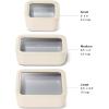 imageCaraway 3pc Glass Food Storage Set  10 Cup 66 Cup ampamp 44 Cup Food Containers  Ceramic Coated  Non Toxic Non Stick Lunch Box with Glass Lids  Dishwasher Oven ampamp Microwave Safe  NavyCream
