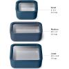imageCaraway 3pc Glass Food Storage Set  10 Cup 66 Cup ampamp 44 Cup Food Containers  Ceramic Coated  Non Toxic Non Stick Lunch Box with Glass Lids  Dishwasher Oven ampamp Microwave Safe  NavyNavy