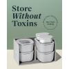 imageCaraway 3pc Glass Food Storage Set  10 Cup 66 Cup ampamp 44 Cup Food Containers  Ceramic Coated  Non Toxic Non Stick Lunch Box with Glass Lids  Dishwasher Oven ampamp Microwave Safe  NavyGray