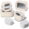 imageCaraway 3pc Glass Food Storage Set  10 Cup 66 Cup ampamp 44 Cup Food Containers  Ceramic Coated  Non Toxic Non Stick Lunch Box with Glass Lids  Dishwasher Oven ampamp Microwave Safe  NavyCream