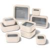 imageCaraway 3pc Glass Food Storage Set  10 Cup 66 Cup ampamp 44 Cup Food Containers  Ceramic Coated  Non Toxic Non Stick Lunch Box with Glass Lids  Dishwasher Oven ampamp Microwave Safe  NavyCream