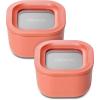imageCaraway 2pc Glass Food Storage Set  44 Cup Food Containers 2  Ceramic Coated  Non Toxic Non Stick Lunch with Lids  Dishwasher Oven ampamp Microwave Safe  GrayPerracotta