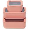 imageCaraway 3pc Glass Food Storage Set  10 Cup 66 Cup ampamp 44 Cup Food Containers  Ceramic Coated  Non Toxic Non Stick Lunch Box with Glass Lids  Dishwasher Oven ampamp Microwave Safe  NavyPerracotta