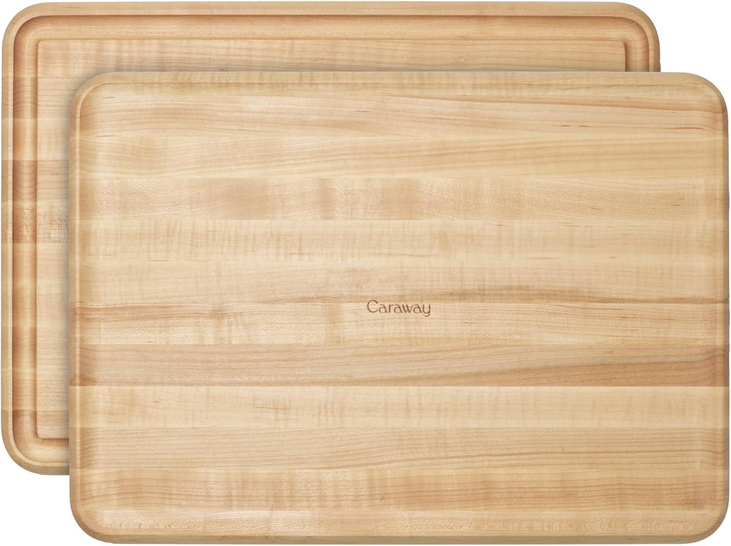 imageCaraway 17 Prep ampamp Serve Butcher Block Wood Cutting Board for Kitchen Rectangle DualSided Chopping Block for Prep Presentation and Serving WalnutMaple