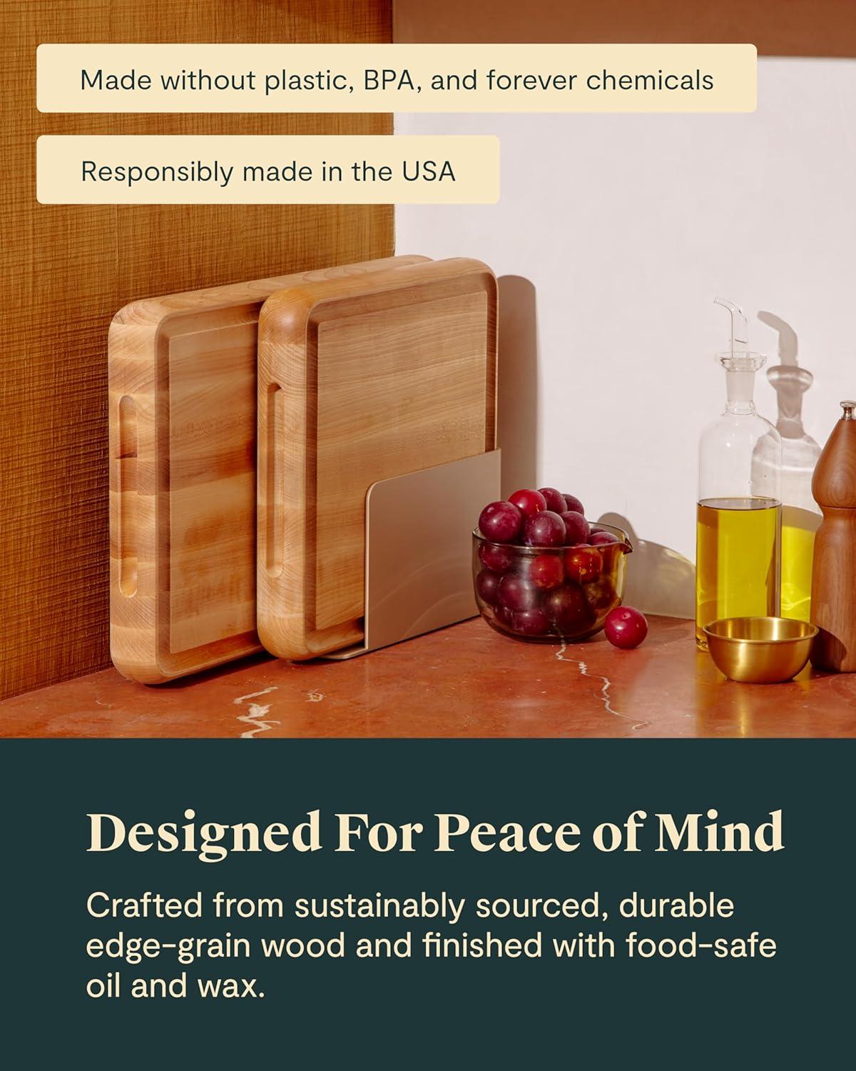 imageCaraway 17 Prep ampamp Serve Butcher Block Wood Cutting Board for Kitchen Rectangle DualSided Chopping Block for Prep Presentation and Serving WalnutWalnut