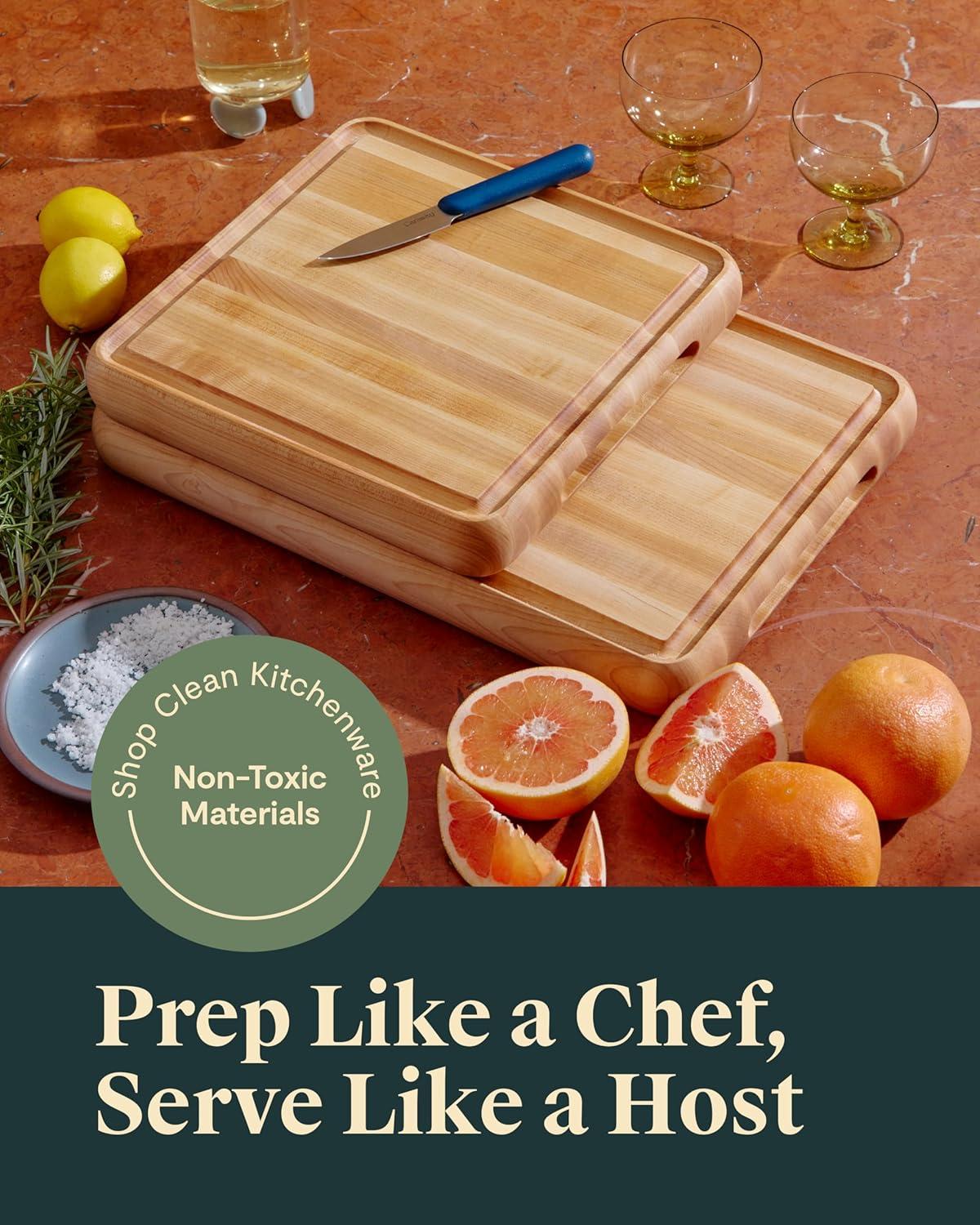 imageCaraway 17 Prep ampamp Serve Butcher Block Wood Cutting Board for Kitchen Rectangle DualSided Chopping Block for Prep Presentation and Serving WalnutWalnut