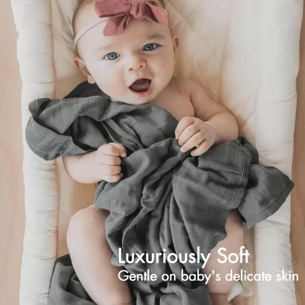 imagePapablic Muslin Swaddle Blankets 3Pack Soft Silky Swaddle Blankets for Boys and Girls Cotton Receiving Blanket with 1 Hair Bows Solid ColorRainbows Large 47 x 47 inches3 Pack Solid