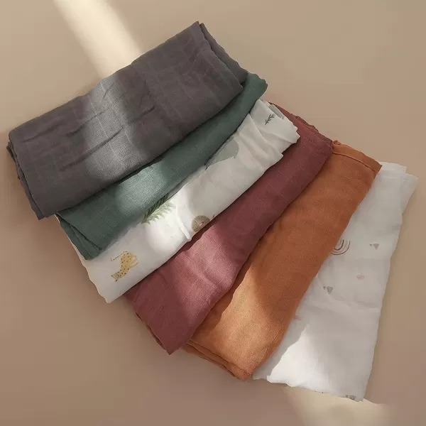 imagePapablic Muslin Swaddle Blankets 3Pack Soft Silky Swaddle Blankets for Boys and Girls Cotton Receiving Blanket with 1 Hair Bows Solid ColorRainbows Large 47 x 47 inchesSolid Rainbow