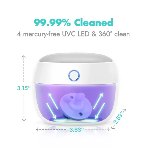 imagePapablic Portable Pacifer Sanitizer UV Light Sanitizer Case for Pacifer USB Rechargeable Mini Pacifer Sanitizer Box 999 Cleaned in 59 Seconds