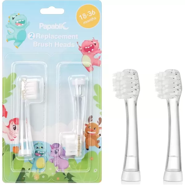 imagePapablic Replacement Toothbrush Heads  2 Count  Compatible with Papablic BabyHandy ampamp Toddler Sonic Electric Toothbrushes 1836 Months
