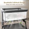 imagePapablic Baby Bassinet Bedside Bassinet for Baby with FourSided Breathable Mesh ampamp Soft Mattress Adjustable Bassinet Bedside Sleeper with Storage Basket and Wheels Easy to Assemble Grey