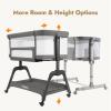 imagePapablic Baby Bassinet Bedside Bassinet for Baby with FourSided Breathable Mesh ampamp Soft Mattress Adjustable Bassinet Bedside Sleeper with Storage Basket and Wheels Easy to Assemble Grey
