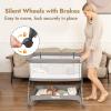 imagePapablic Baby Bassinet Bedside Bassinet for Baby with FourSided Breathable Mesh ampamp Soft Mattress Adjustable Bassinet Bedside Sleeper with Storage Basket and Wheels Easy to Assemble Grey
