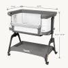 imagePapablic Baby Bassinet Bedside Bassinet for Baby with FourSided Breathable Mesh ampamp Soft Mattress Adjustable Bassinet Bedside Sleeper with Storage Basket and Wheels Easy to Assemble Grey