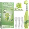 imagePapablic Toddler Sonic Electric Toothbrush for Ages 13 Years Baby Electric Toothbrush with Cute Dino Cover and Smart LED Timer 4 Brush Heads Max4 Brush Heads Max