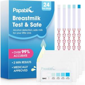 imagePapablic 24Pcs Alcohol Test Strips for Breastmilk Quick Results in 2 Minutes Breast Milk Alcohol Test Strips for Breastfeeding Moms at Home Holiday Party Thanksgiving Day Christmas