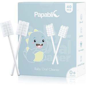 imagePapablic 40Pack Baby Tongue Cleaner Baby Oral Cleaner Disposable Baby Mouth Cleaner Newborn Upgrade Gum Cleaner with Paper Handle for Babies and Infants Ages 02 Years1 Count Pack of 40