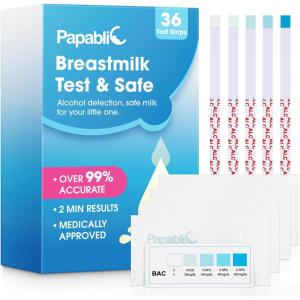 imagePapablic Alcohol Test Strips for Breastmilk Quick Results in 2 Minutes Breast Milk Alcohol Test Strips for Breastfeeding Moms at Home Holiday Party Thanksgiving Day 36Pcs