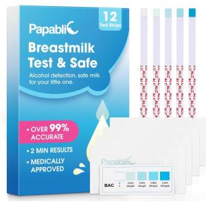 imagePapablic Alcohol Test Strips for Breastmilk Quick Results in 2 Minutes Breast Milk Alcohol Test Strips for Breastfeeding Moms at Home Holiday Party Thanksgiving Day 12Pcs