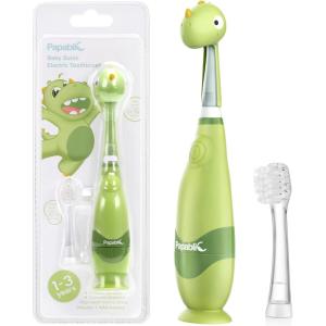 imagePapablic Toddler Sonic Electric Toothbrush for Ages 13 Years Baby Electric Toothbrush with Cute Reindeer Cover and Smart LED Timer 2 Brush Heads Ruby2 Brush Heads Max