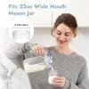 imagePapablic 32oz Wide Mouth Mason Jar Pour Spout Lid with Mixing Handle ampamp Flip Locking Spout for Mixing FormulaBreastmilkProtein PowderCoffee PinkBlue Lid