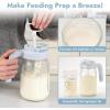 imagePapablic 32oz Wide Mouth Mason Jar Pour Spout Lid with Mixing Handle ampamp Flip Locking Spout for Mixing FormulaBreastmilkProtein PowderCoffee PinkBlue Lid