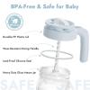 imagePapablic Glass Breastmilk Pitcher Formula Mixing Pitcher with Mixing Handle Lid Wide Mouth Mason Jar Mixer with Flip Locking Spout Easy to Clean BPA Free BlueBlue