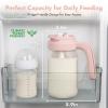 imagePapablic Glass Breastmilk Pitcher Formula Mixing Pitcher with Mixing Handle Lid Wide Mouth Mason Jar Mixer with Flip Locking Spout Easy to Clean BPA Free BluePink