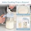 imagePapablic Glass Breastmilk Pitcher Formula Mixing Pitcher with Mixing Handle Lid Wide Mouth Mason Jar Mixer with Flip Locking Spout Easy to Clean BPA Free BlueBlue