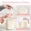 imagePapablic Glass Breastmilk Pitcher Formula Mixing Pitcher with Mixing Handle Lid Wide Mouth Mason Jar Mixer with Flip Locking Spout Easy to Clean BPA Free BluePink