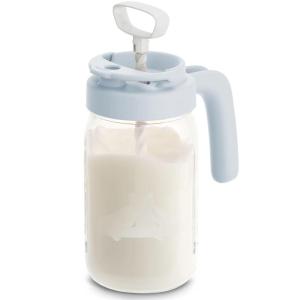 imagePapablic Glass Breastmilk Pitcher Formula Mixing Pitcher with Mixing Handle Lid Wide Mouth Mason Jar Mixer with Flip Locking Spout Easy to Clean BPA Free BlueBlue