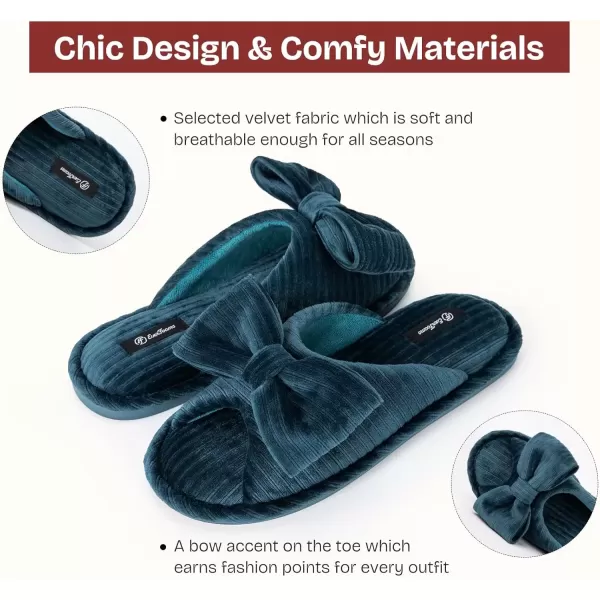 imageEverFoams Memory Foam Slippers for Women Open Toe House Bedroom Shoes with Bow