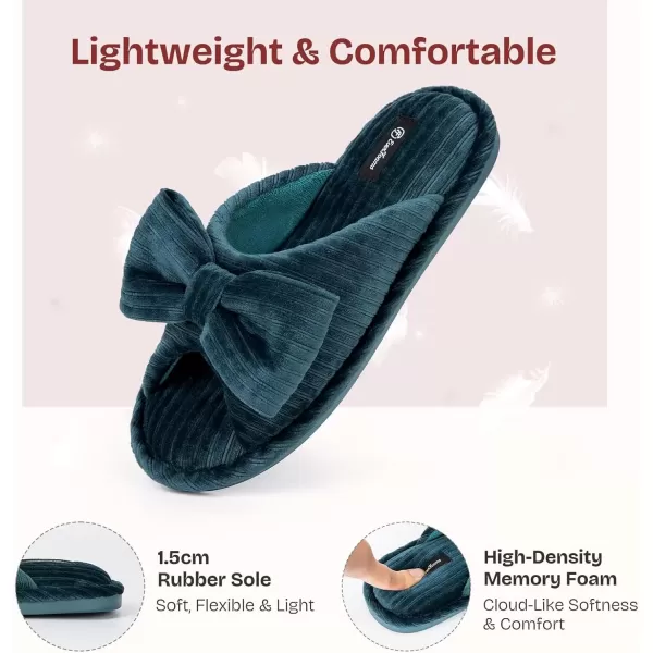 imageEverFoams Memory Foam Slippers for Women Open Toe House Bedroom Shoes with Bow