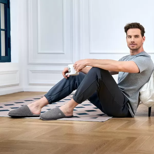 imageEverFoams Mens Cotton Knit Slippers Lightweight Memory Foam Indoor House Shoes with AntiSkid SoleGrey