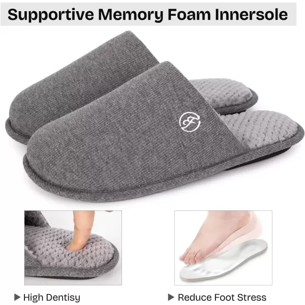 imageEverFoams Mens Cotton Knit Slippers Lightweight Memory Foam Indoor House Shoes with AntiSkid SoleGrey