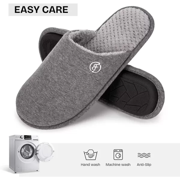 imageEverFoams Mens Cotton Knit Slippers Lightweight Memory Foam Indoor House Shoes with AntiSkid SoleGrey