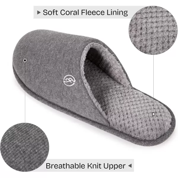 imageEverFoams Mens Cotton Knit Slippers Lightweight Memory Foam Indoor House Shoes with AntiSkid SoleGrey