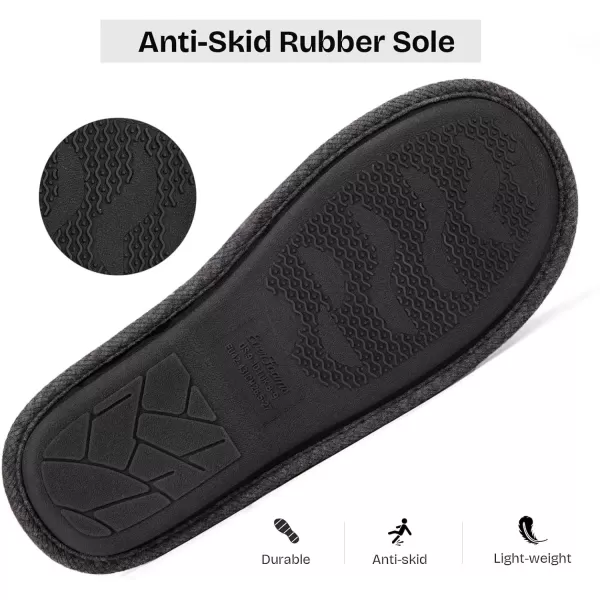 imageEverFoams Mens Cotton Knit Slippers Lightweight Memory Foam Indoor House Shoes with AntiSkid SoleLead Gray