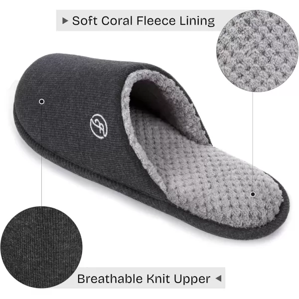 imageEverFoams Mens Cotton Knit Slippers Lightweight Memory Foam Indoor House Shoes with AntiSkid SoleLead Gray