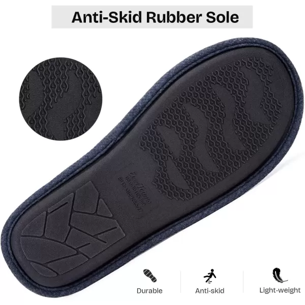 imageEverFoams Mens Cotton Knit Slippers Lightweight Memory Foam Indoor House Shoes with AntiSkid SoleNavy Blue