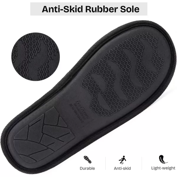 imageEverFoams Mens Cotton Knit Slippers Lightweight Memory Foam Indoor House Shoes with AntiSkid SoleSpaceblack