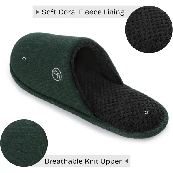 imageEverFoams Mens Cotton Knit Slippers Lightweight Memory Foam Indoor House Shoes with AntiSkid SoleViridian Green